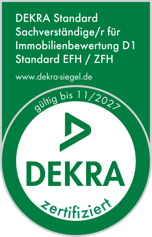 DEKRA-Siegel: Sachverständige/r für Immobilienbewertung D1, Standard EFH/ZFH, gültig bis 11/2027